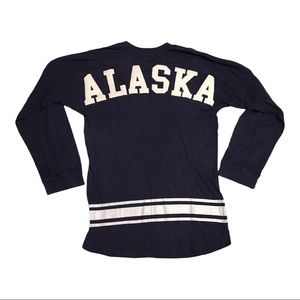 NWT Pop Surf Varsity Crew Indigo Long Sleeve Top Size Small
